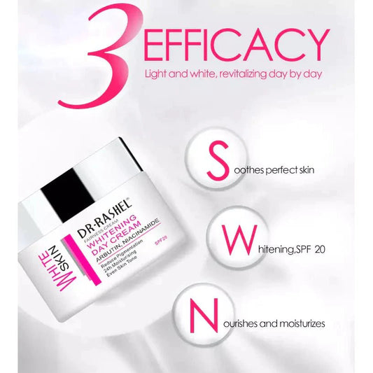 DR.RASHEL WHITE SKIN Fairness Whitening Day Cream 50g Achieve Radiant Fairness β beauty product on white background