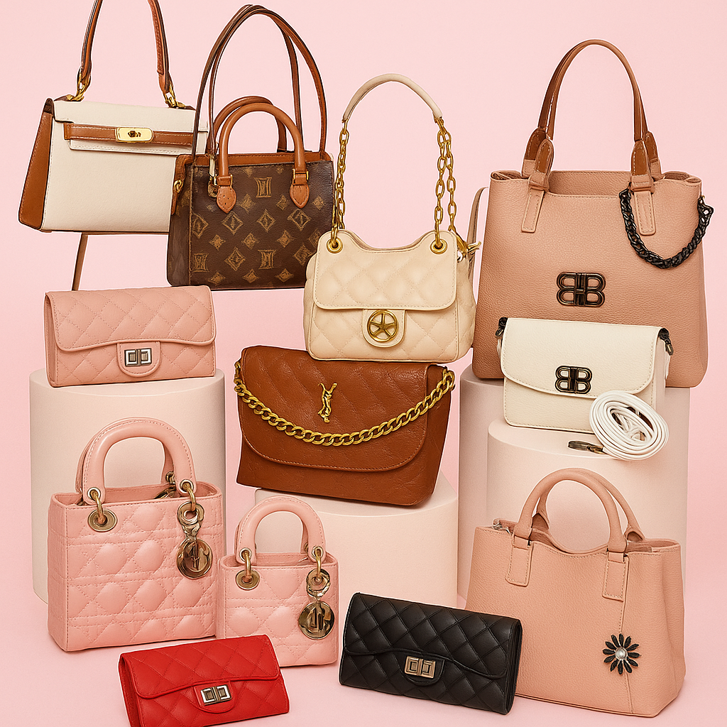 Trendy women’s bags collection at Lena Beauty – stylish handbags, spacious tote bags, chic crossbody and shoulder bags in Pakistan at affordable prices.