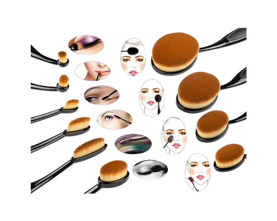 MERRYNICE MULTIPURPOSE 10pcs Toothbrush Shaped Oval Makeup Brush Set with Box
