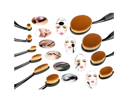 MERRYNICE MULTIPURPOSE 10pcs Toothbrush Shaped Oval Makeup Brush Set with Box