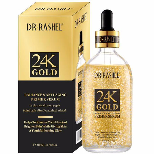 Dr.Rashel 24K Gold Radiance & Anti Aging Primer Serum 100ml Glow & Youthful Skin — primer on white background