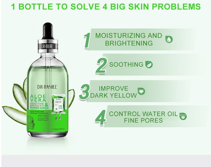 DR.RASHEL Aloe Vera Primer Serum 100ml Soothing Hydration & Smooth Makeup Base — primer on white background