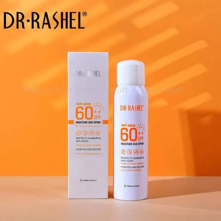 DR.RASHEL Anti Aging and Moisture Sun Spray SPF 60++ Ultimate Sun Protection & Hydration — sunscreen on white background