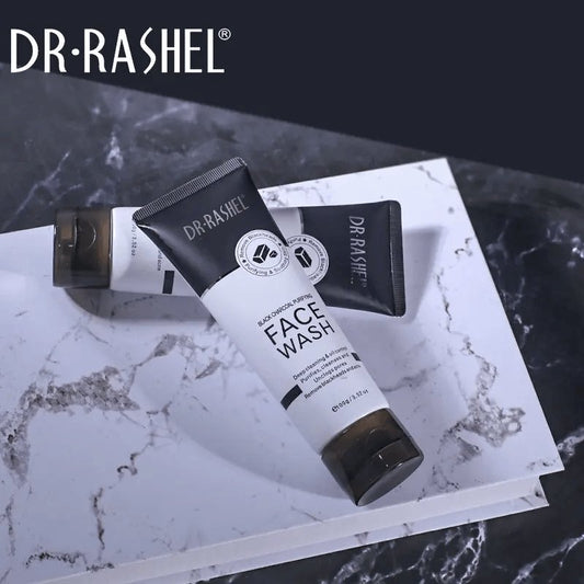 DR.RASHEL Black Charcoal Purifying Face Wash 100g Deep Clean & Detoxify — beauty product on white background