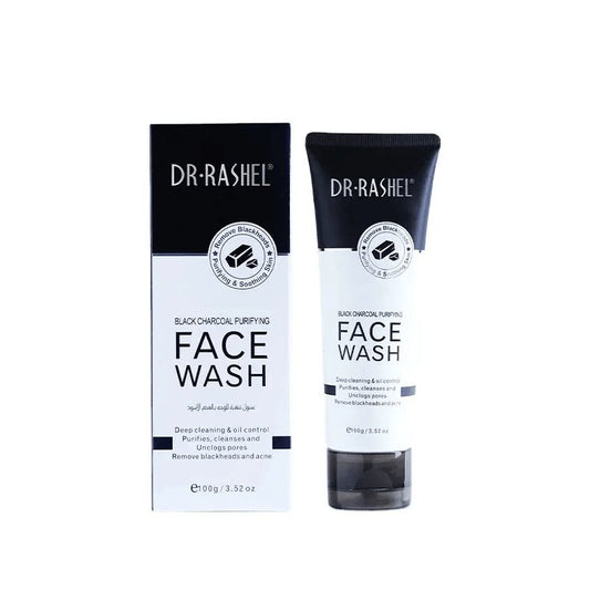 DR.RASHEL Black Charcoal Purifying Face Wash 100g Deep Clean & Detoxify — beauty product on white background