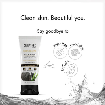 DR.RASHEL Black Charcoal Purifying Face Wash 100g Deep Clean & Detoxify — beauty product on white background