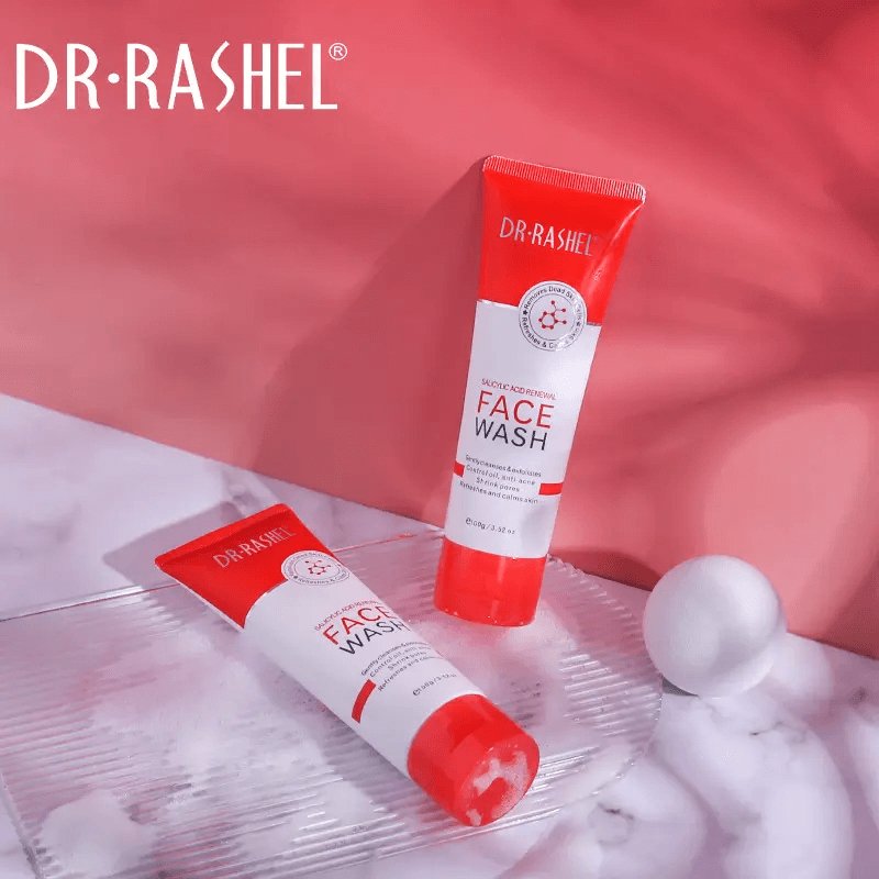 DR.RASHEL Salicylic Acid Renewal Face Wash 100g Clear Skin & Renewed Complexion — beauty product on white background