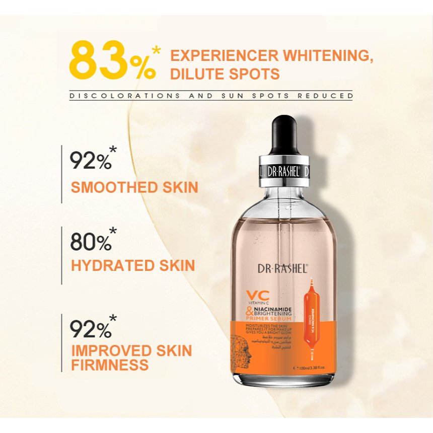 e.l.f. DR.Rashel Vitamin C Niacinamide & Brightening Primer Serum Radiant Glow — primer on white background