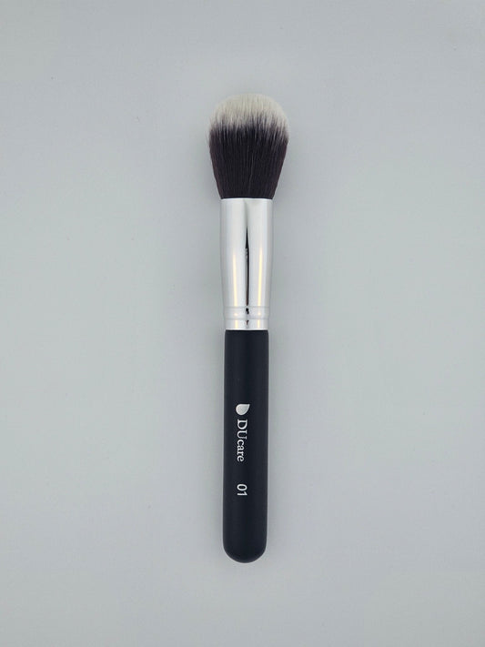 DUcare Classic Black Essential Powder/Blush Brush Smooth & Flawless Application — makeup brush on white background