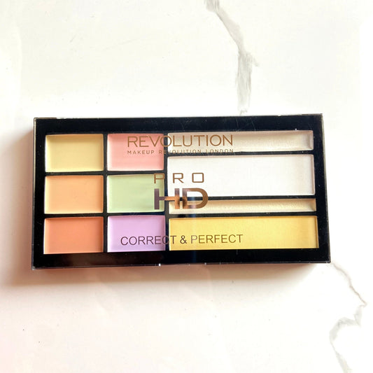 Revolution pro HD Correct and Perfect Palette Flawless Coverage & Correction — eyeshadow palette on white background