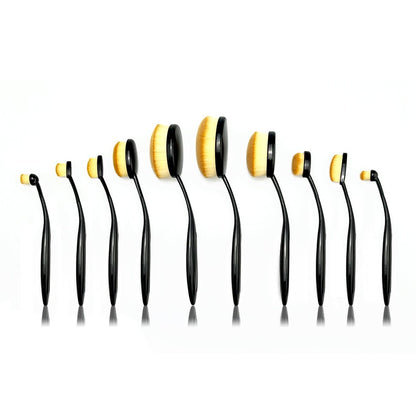 MERRYNICE MULTIPURPOSE 10pcs Toothbrush Shaped Oval Makeup Brush Set with Box — makeup brush on white background