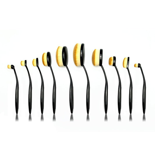 MERRYNICE MULTIPURPOSE 10pcs Toothbrush Shaped Oval Makeup Brush Set with Box — makeup brush on white background