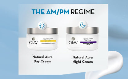OLAY Natural Aura Radiance Cream 50g Illuminate & Enhance Your Natural Glow — beauty product on white background