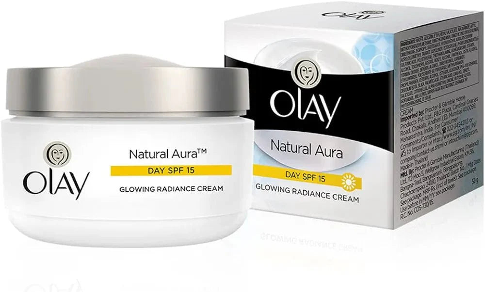 OLAY Natural Aura Radiance Cream 50g Illuminate & Enhance Your Natural Glow — beauty product on white background