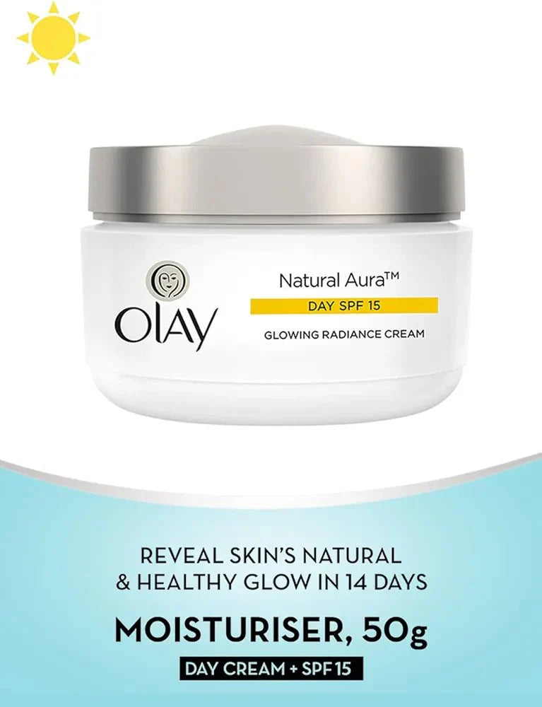 OLAY Natural Aura Radiance Cream 50g Illuminate & Enhance Your Natural Glow — beauty product on white background