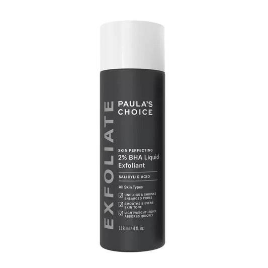 PAULA'S CHOICE Skin Perfecting 2% BHA Liquid Exfoliant Reveal Smoother, Clearer Skin — beauty product on white background