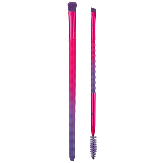 Real Techniques Real Techniques Galactic Glo Shadow & Brow Makeup Brush Duo Perfect Precision for Eyes & Brows — makeup brush on white background